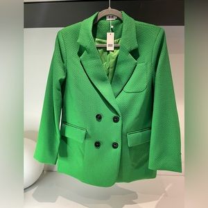 NWT $120 Urban Contenders Kelly green Black double breasted Blazer/Jacket  Large